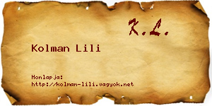 Kolman Lili névjegykártya